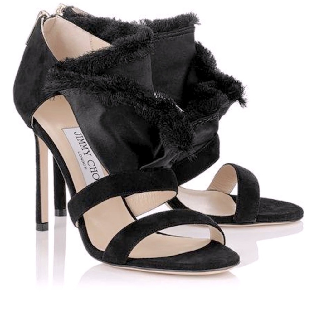 Jimmy Choo Kiki Sandals in Satin and Suede Mix, size 8.5